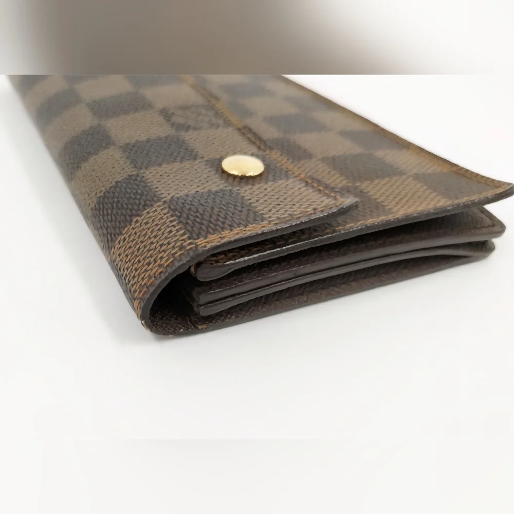 Louis Vuitton Damier Ebene Portefeuille Accordeon Chain Long Wallet
